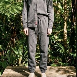 Nicole Miller New York Women's S Ivory 100% Linen Cargo Jogger Pants